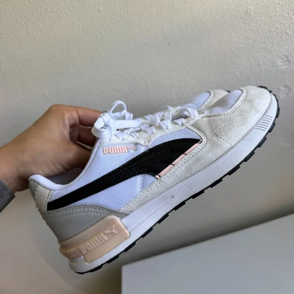 PUMA White & Black Sneakers Women’s Size 8.5 – Classic Casual Shoes - Picture 4 of 13